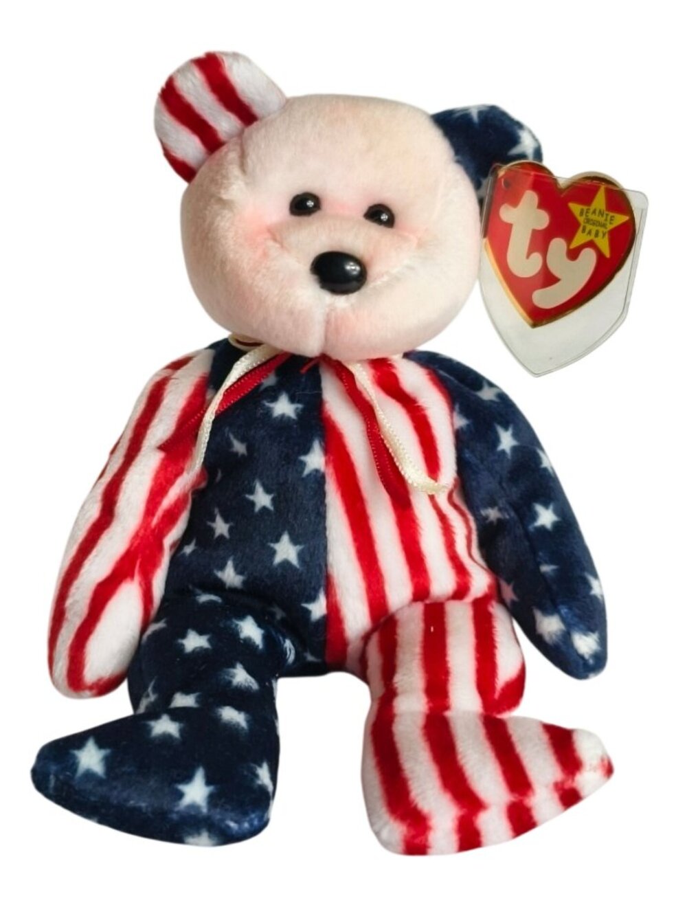 Ty Beanie Baby Spangle Bear Stars & Stripes Plush Toy 1999 Collectible Rare